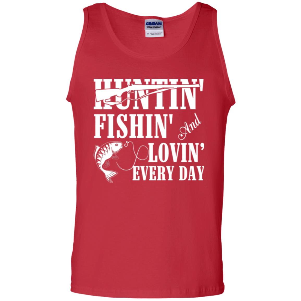 Hunting Lovers T-shirt Huntin_ Fishin_ And Lovin_ Everyday Red