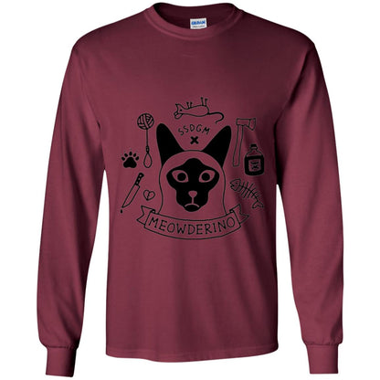 Meowderino T-shirt True Crime Cat Maroon