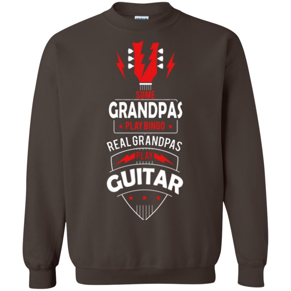 Papa T-shirt Some Grandpas Play Bingo Real Grandpas Play Guitar T-shirt Dark Chocolate