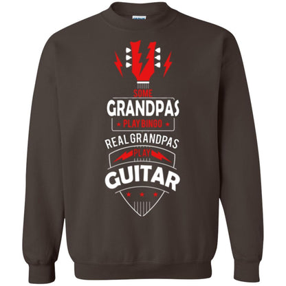 Papa T-shirt Some Grandpas Play Bingo Real Grandpas Play Guitar T-shirt Dark Chocolate