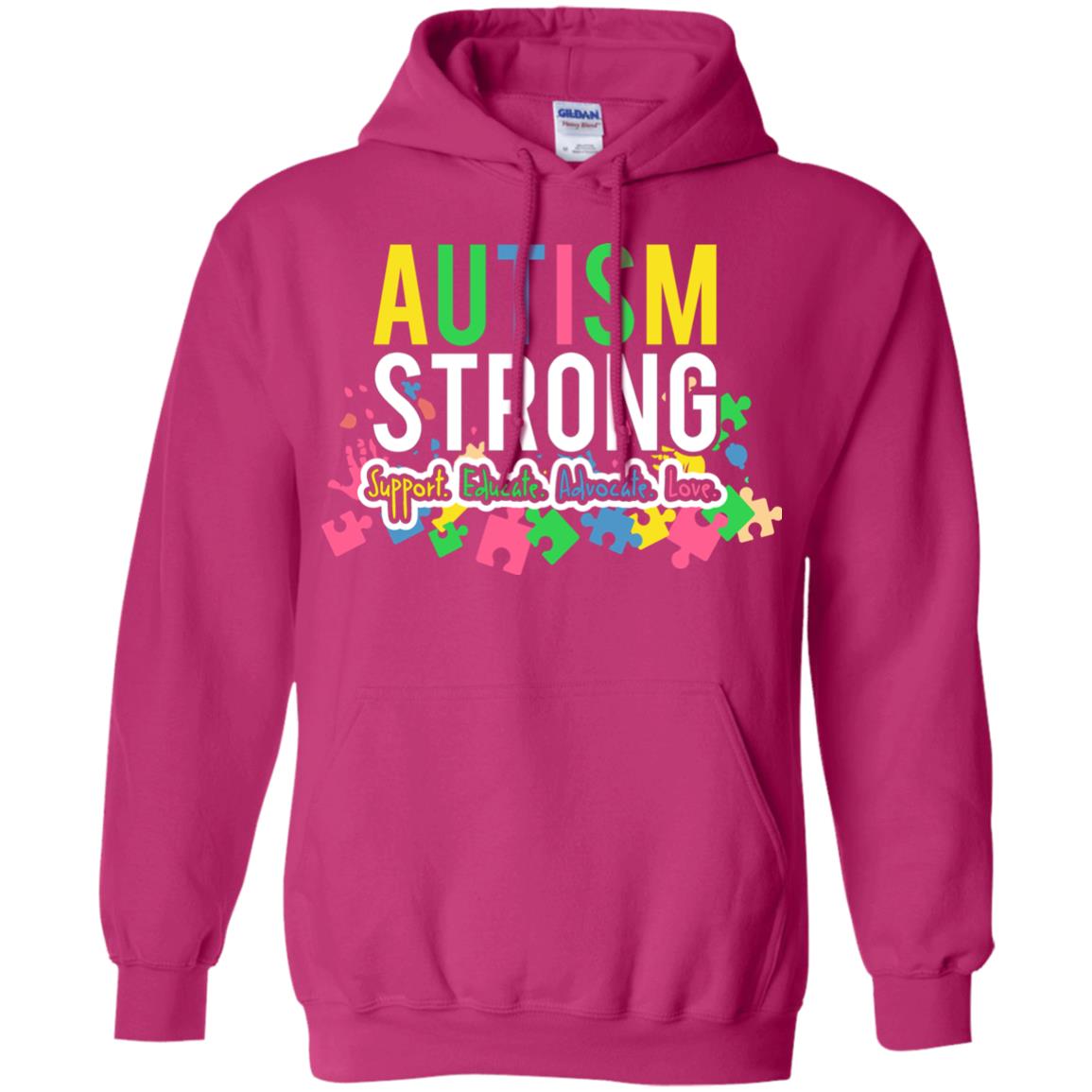 Autism Strong Support Educate Advocate Love Autism Awearness T-shirt Heliconia