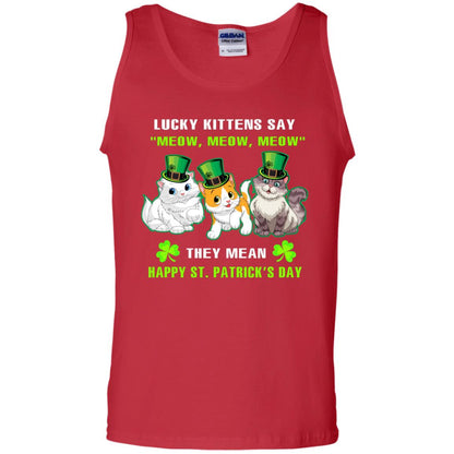 Lucky Kittens Say Meow Meow Meow They Mean Happy St Patricks Day Shirt Red