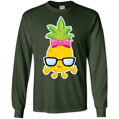 Funny Pineapple With Glasses For Girls Womens Shirt Forest Green