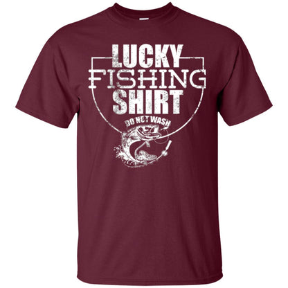 Fisherman T-shirt Lucky Fishing Shirt Do Not Wash Maroon