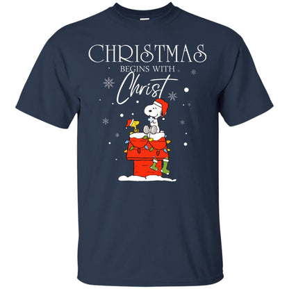 Christmas Begins With Christ Shirt Navy