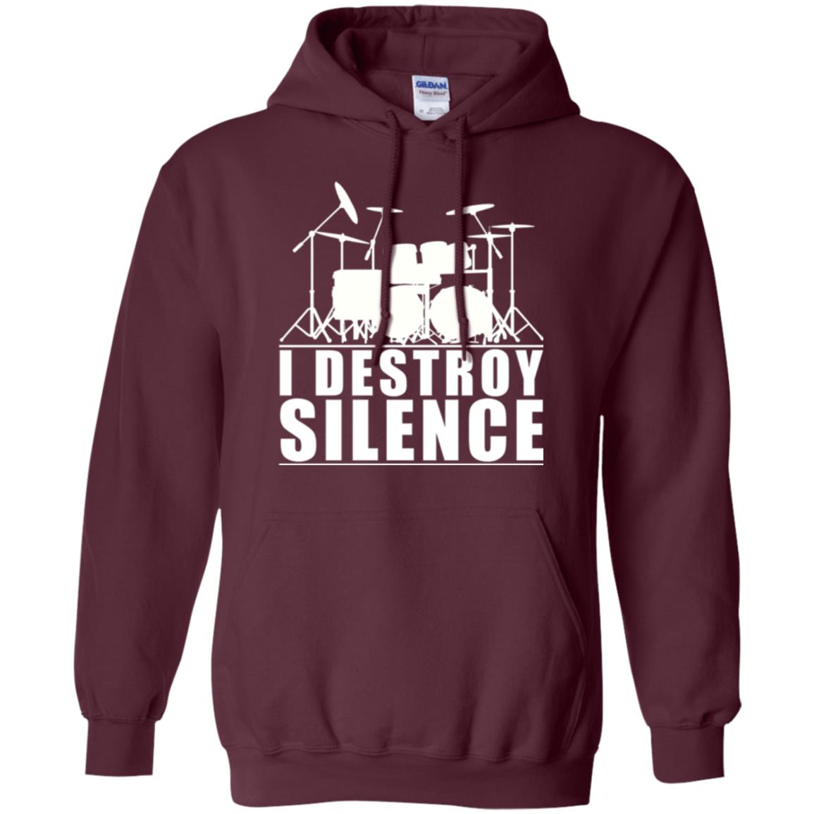 Drums Lover T-shirt I Destroy Silence Maroon