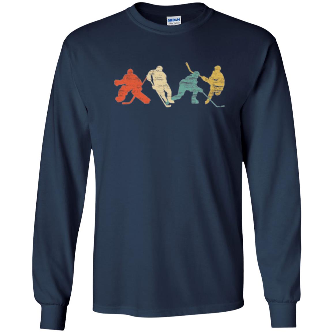 Classic Vintage Style Ice Hockey T-shirt Navy