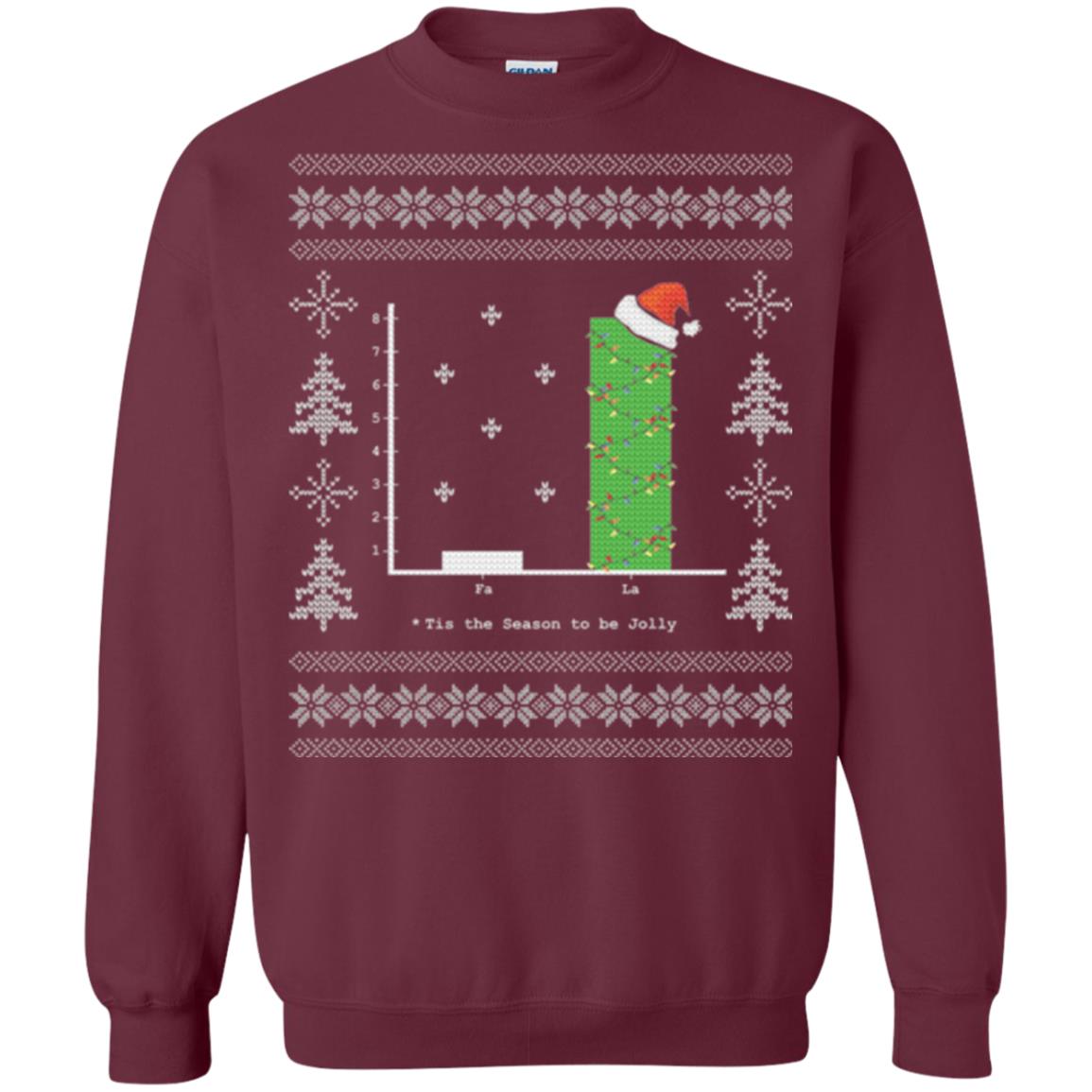 Christmas T-shirt Carol Bar Graph Maroon