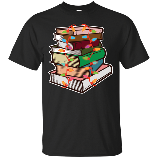 Fairy Lights Christmas Gift T-shirt Book Lover Black