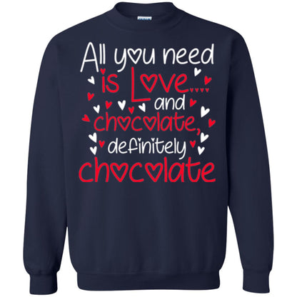Valentines Day T-shirt All You Need Love And Chocolate Navy