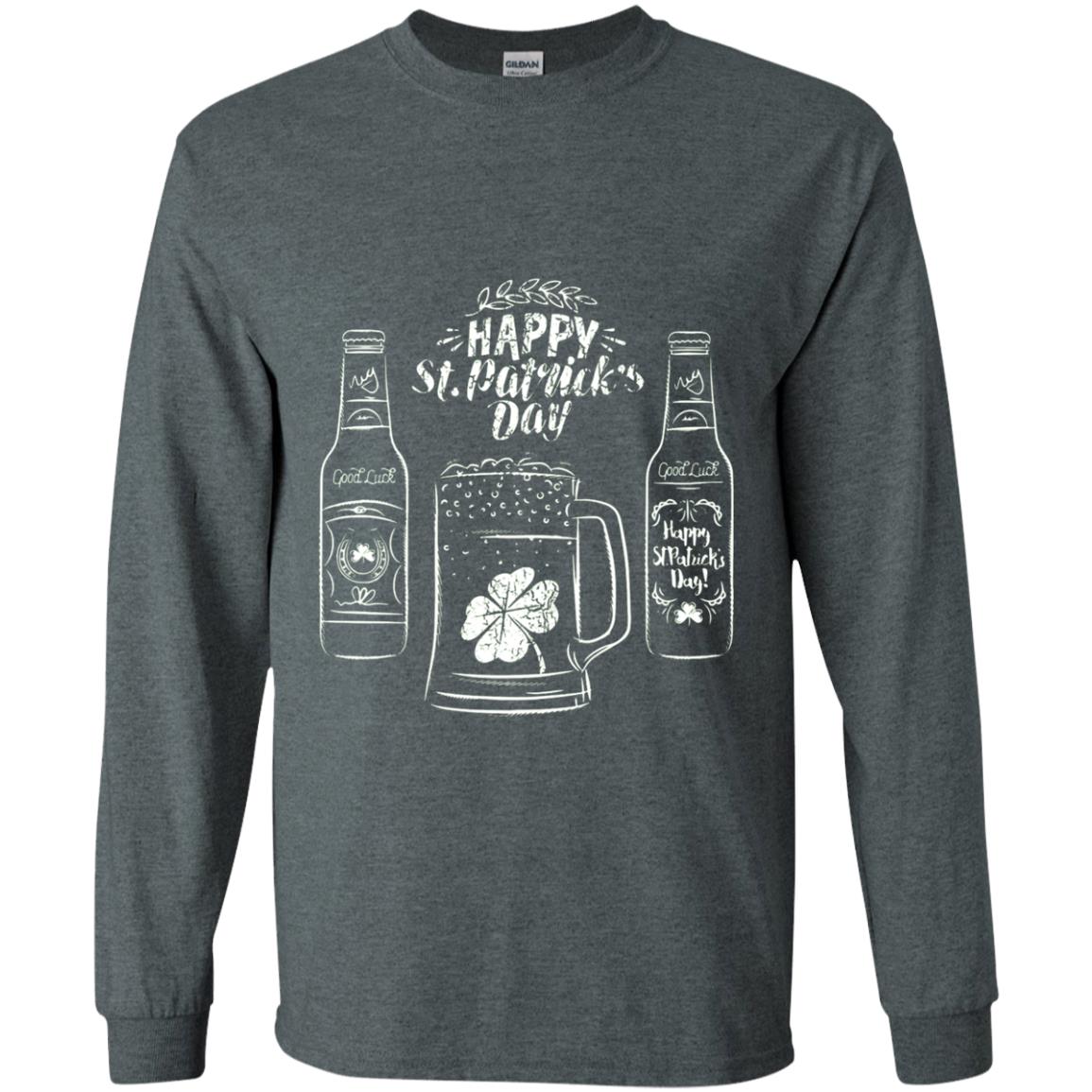 Happy St. Patrick_s Day Drinking Beer St Patrick_s Day T-shirt Dark Heather