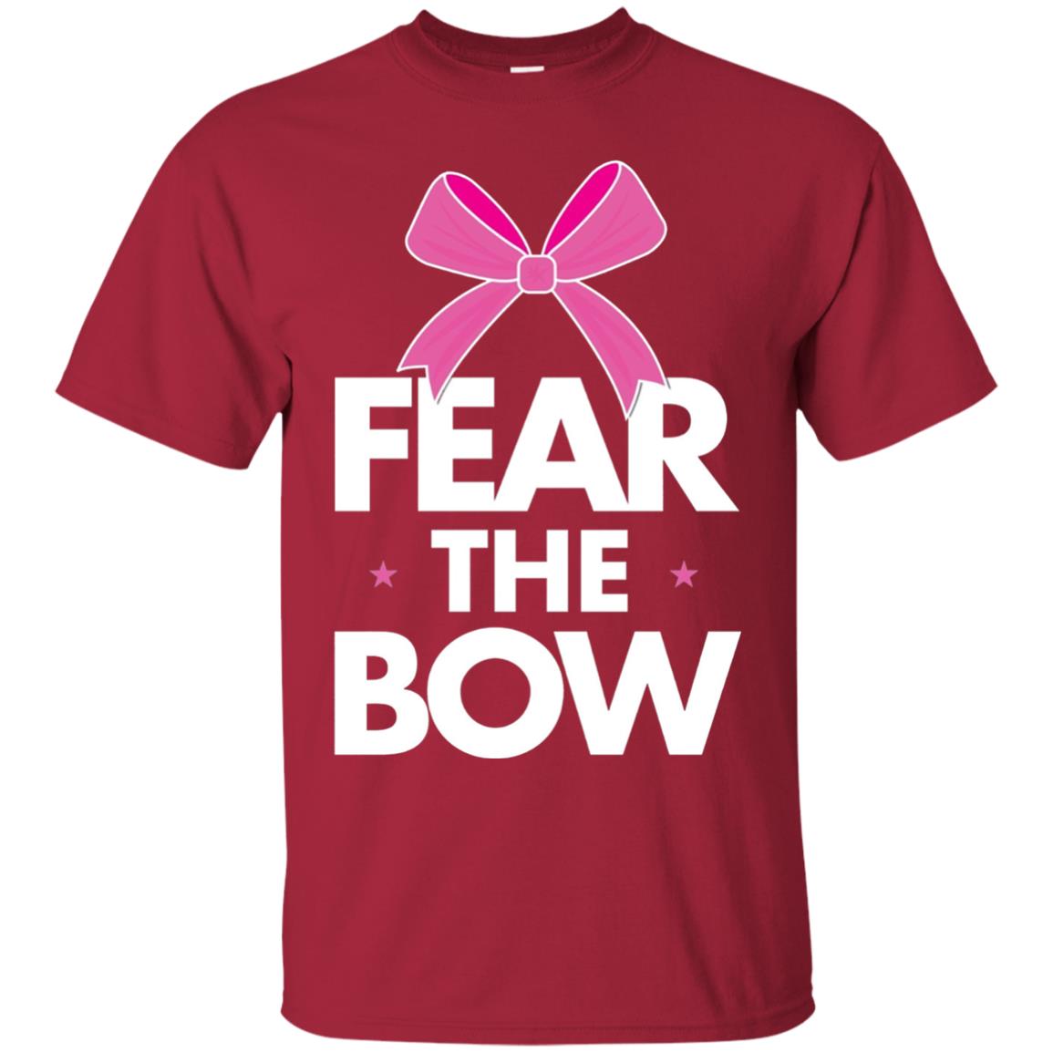 Fear The Bow Big Pink Bow Cheerleader Apparel Shirt Cardinal