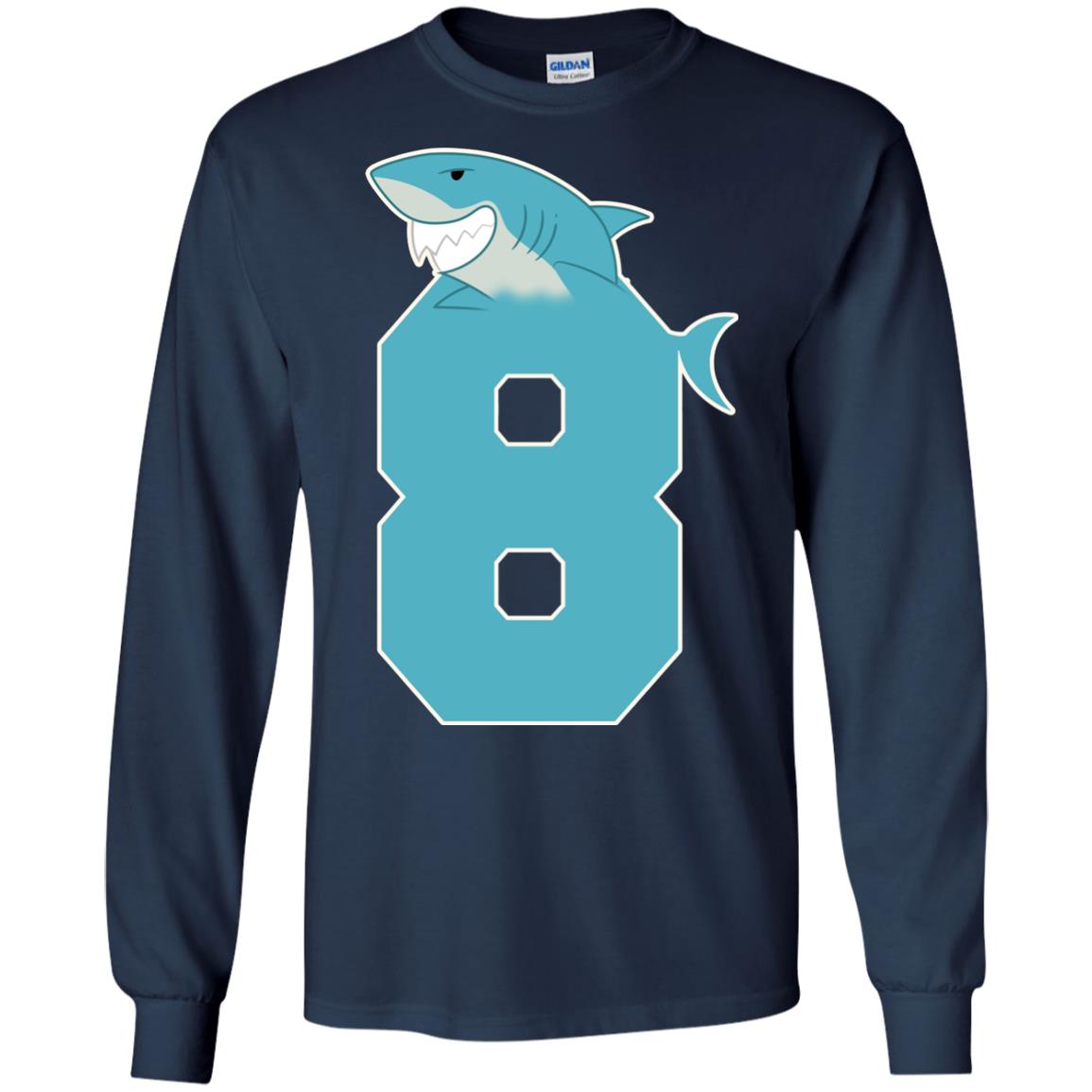 8th Birthday Shark Party Shirt Navy