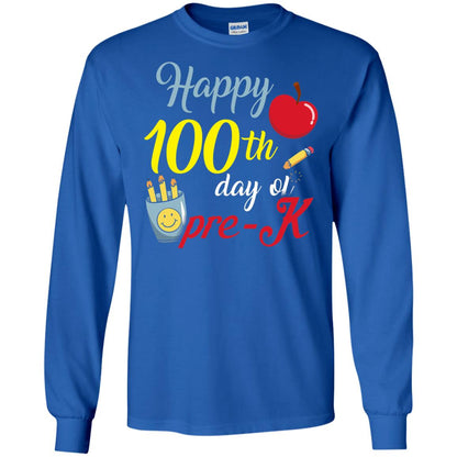 Kindergarter T-shirt Happy 100th Day Of Pre-k Royal