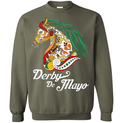 Derby Cinco De Mayo Floral Horse Race T-shirt Military Green