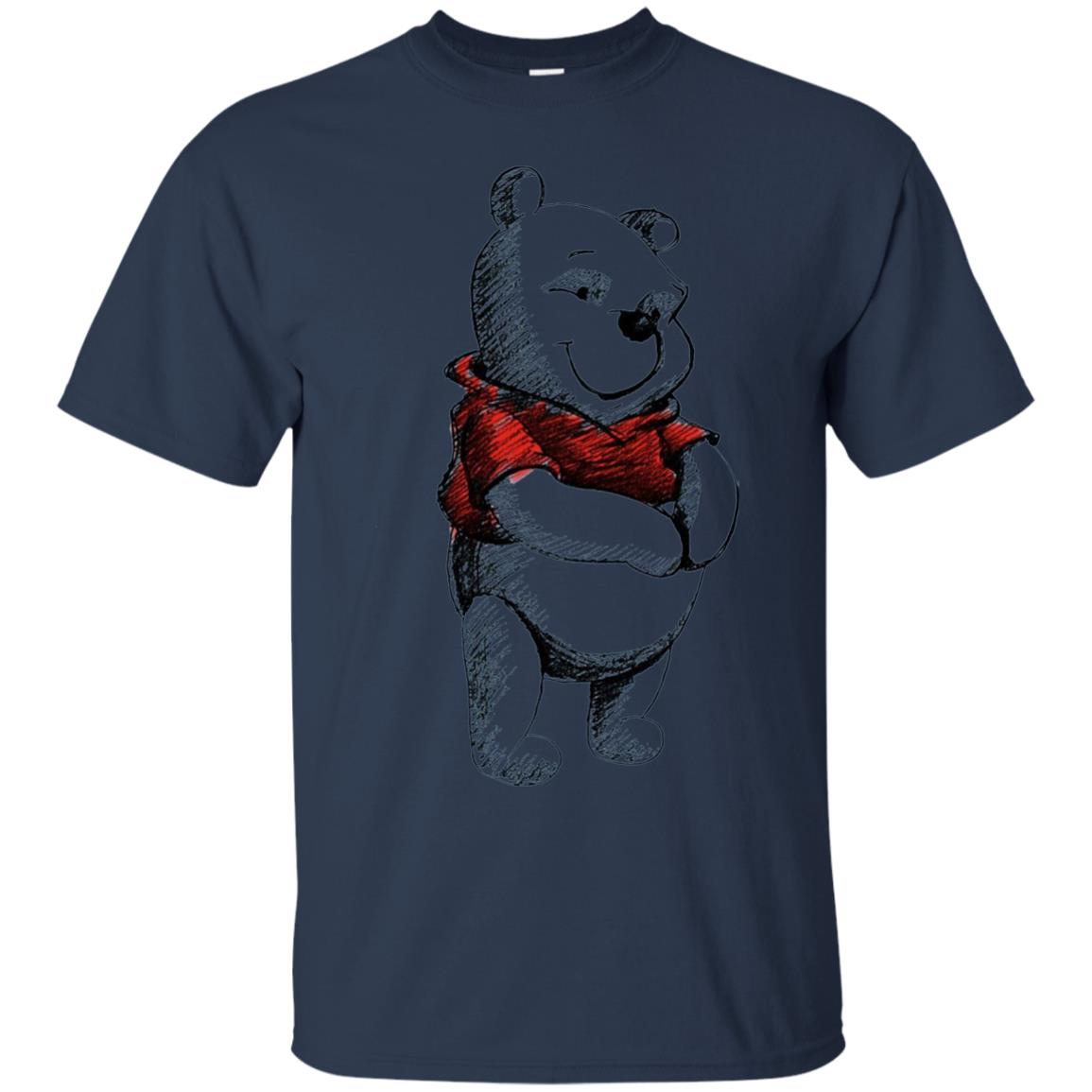 Sketch Of Winnie The Pooh Movie Lover T-shirt Navy