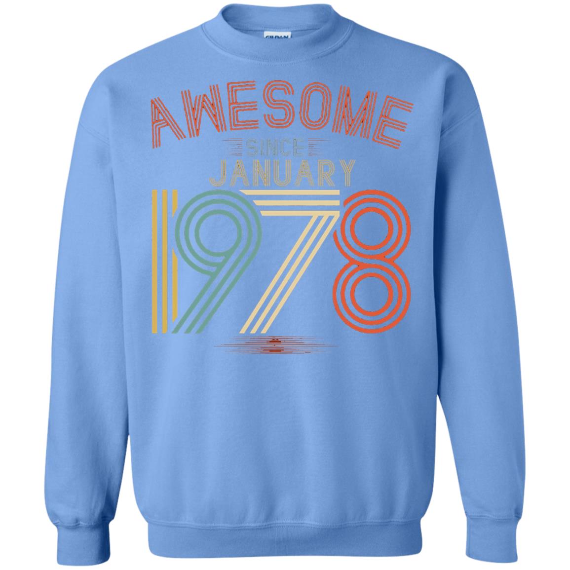 Funny 40th Birthday T-shirt Awesome Since January 1978 Carolina Blue
