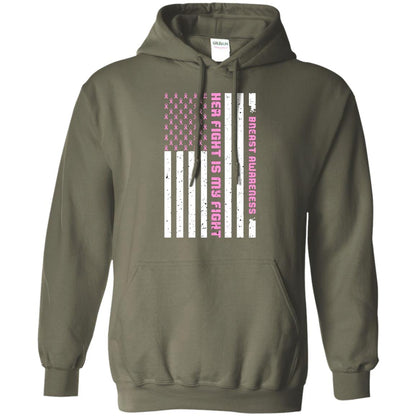 Breast Awareness His Fight Is My Fight Pink Ribbon Stars Flag Of Usa Shirt Military Green