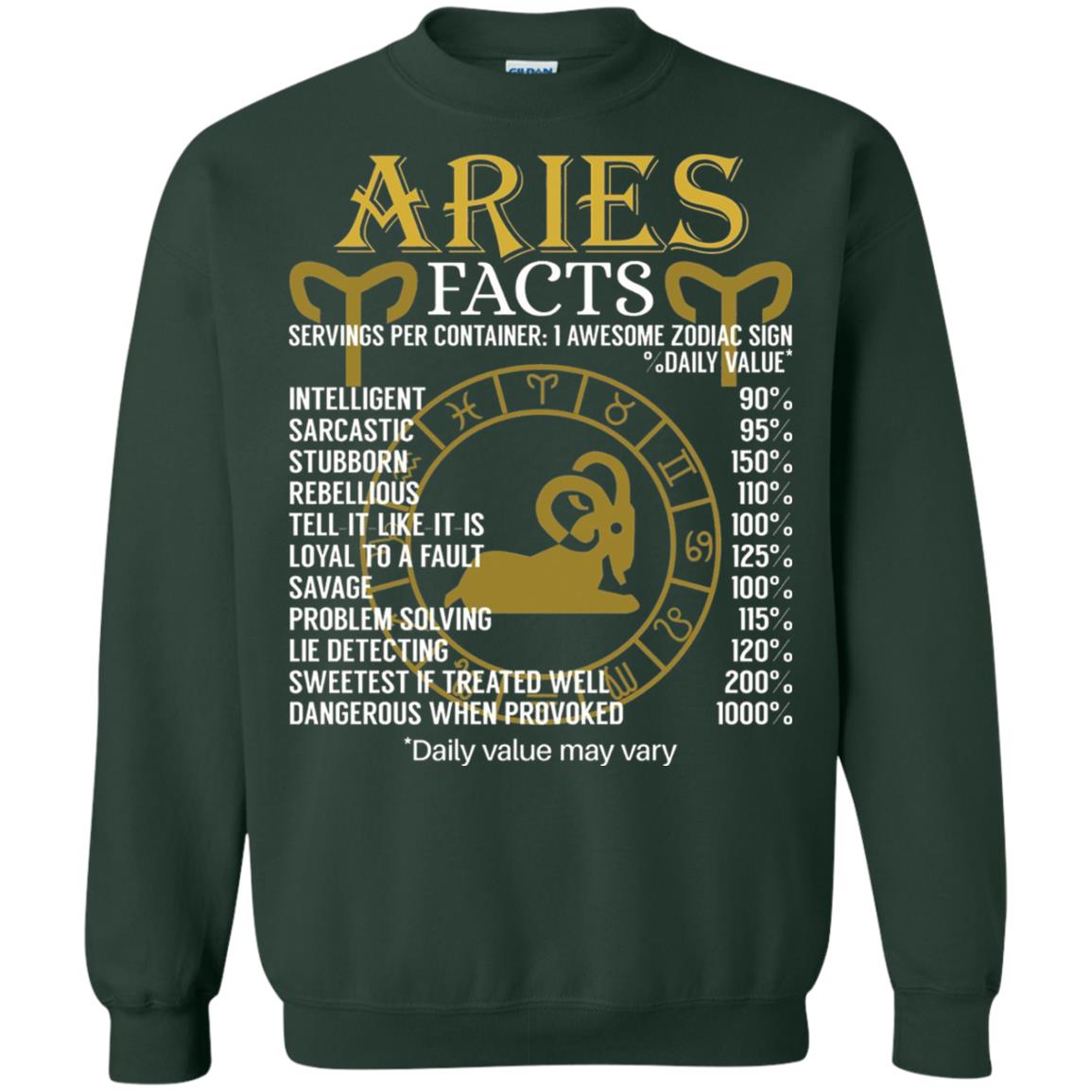 Aries Facts Zodiac Sign T-shirt Forest Green
