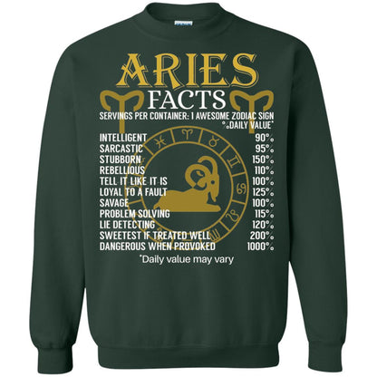 Aries Facts Zodiac Sign T-shirt Forest Green