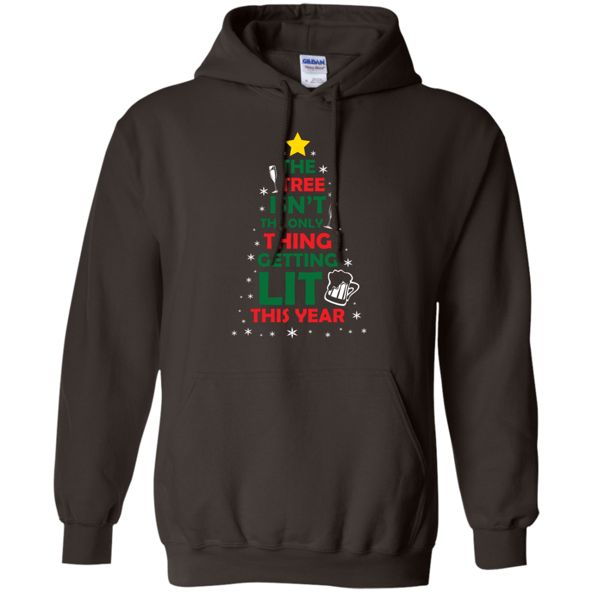 Christmas T-shirt The Tree Isn't The Only Thing Getting Lit This Year Dark Chocolate