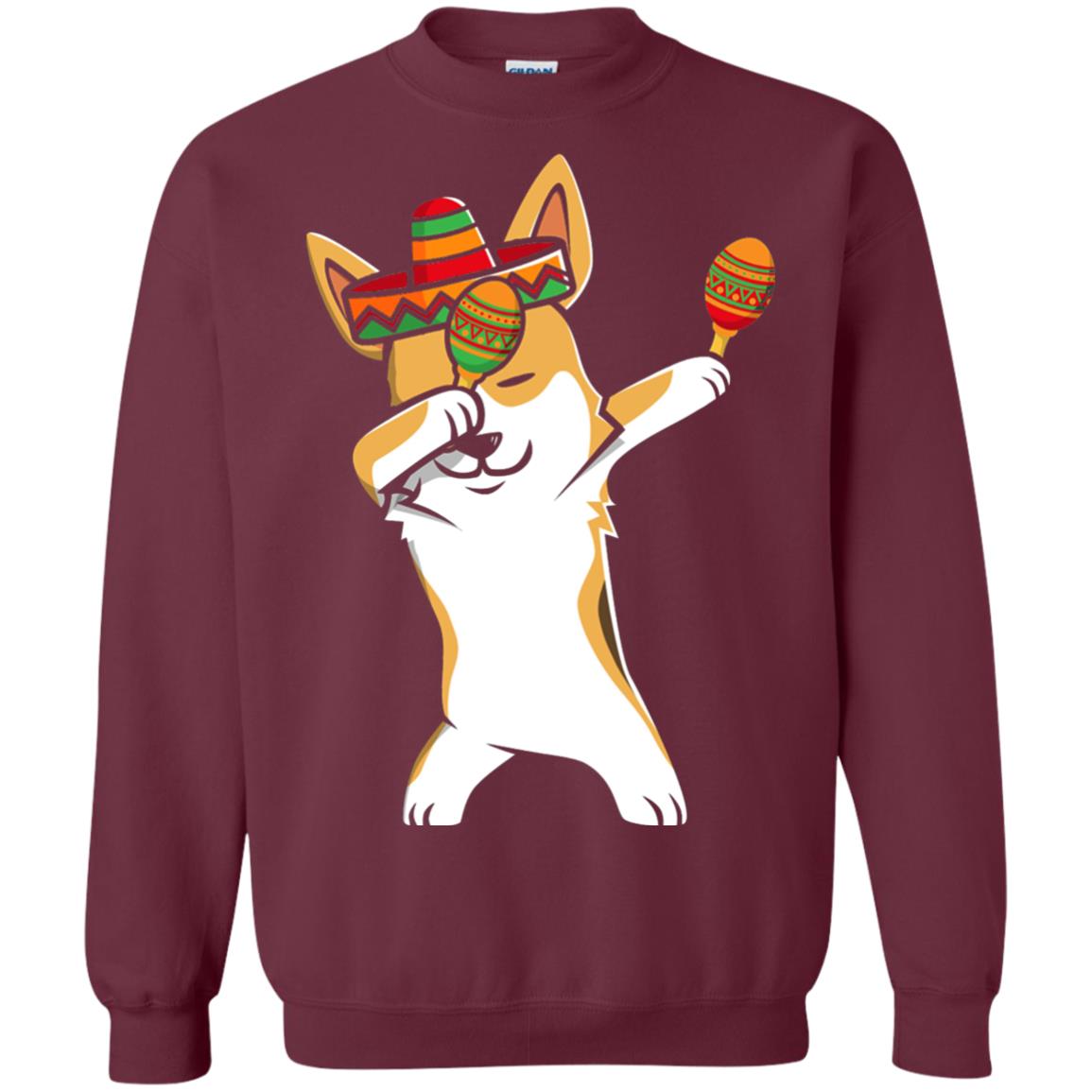 Dabbing Corgi Funny Cinco De Mayo T-shirt Maroon