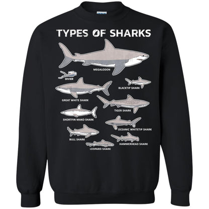 9 Types Of Sharks Educational Academic Ocean T-shirt Black