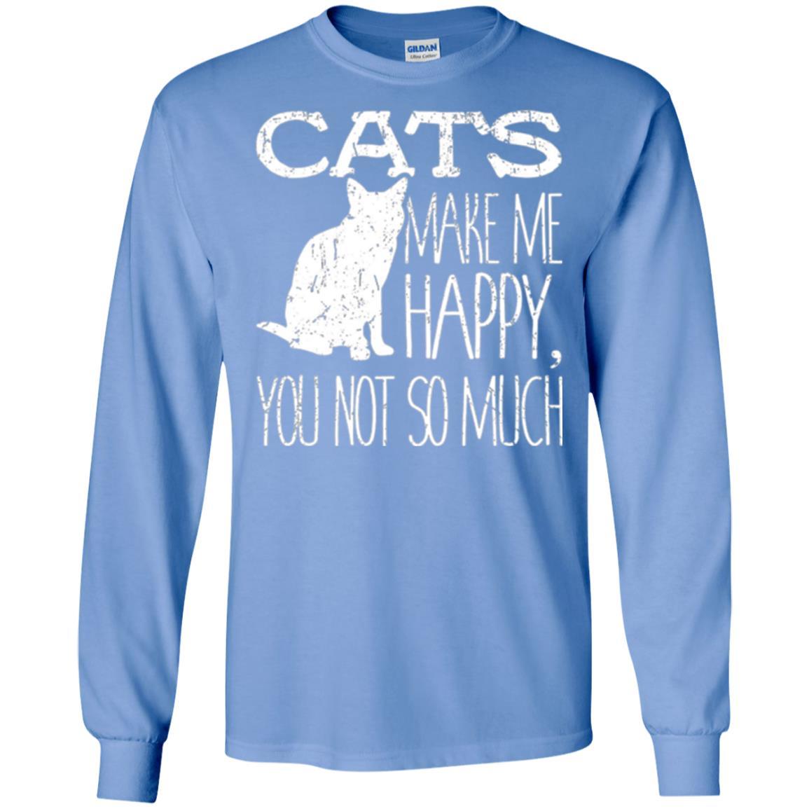 Cat Lover T-shirt Cats Make Me Happy You Not So Much Carolina Blue
