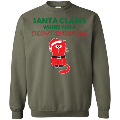 Christmas T-shirt Santa Claws Wishes You A Meowy Christmas Military Green
