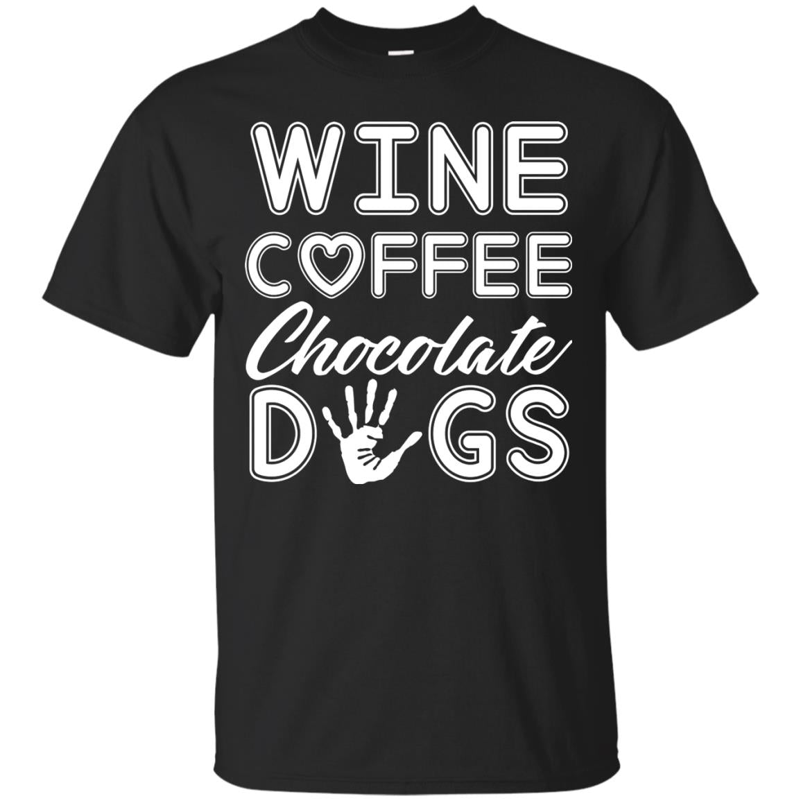 Wine Coffee Chocolate Dogs Family T-shirt Black
