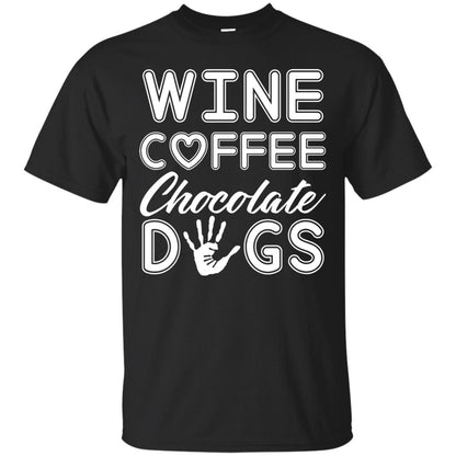 Wine Coffee Chocolate Dogs Family T-shirt Black