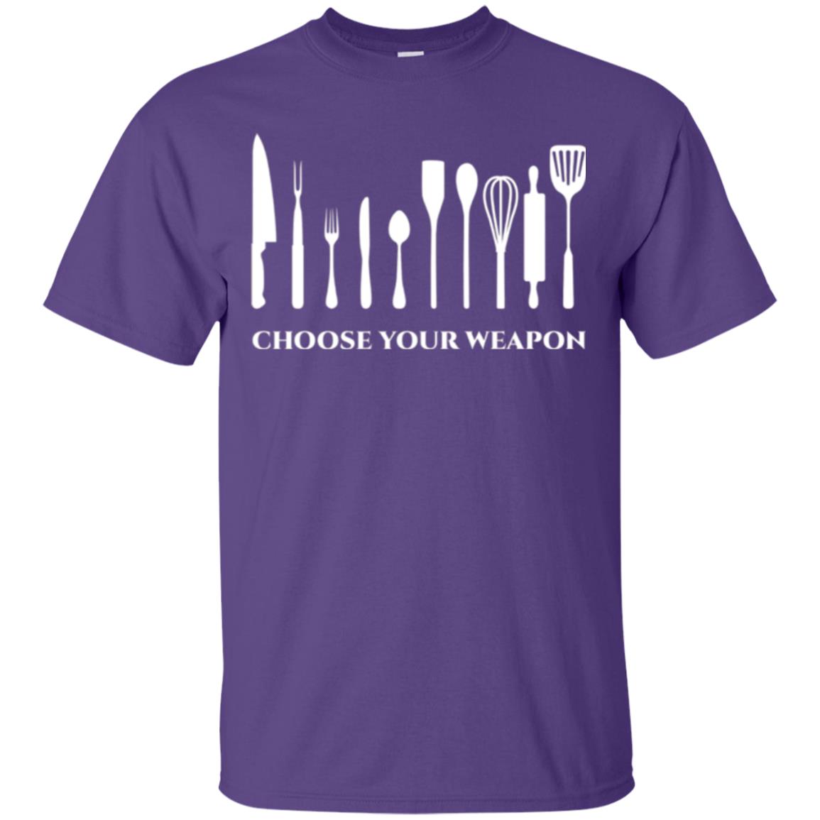 Chef Kitchen Cutlery T-shirt Choose Your Weapon Purple