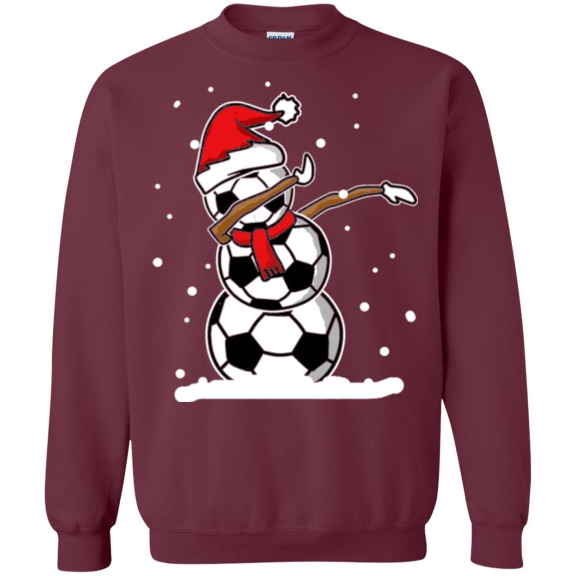 Christmas T-shirt Dabbing Snowman Soccer Maroon