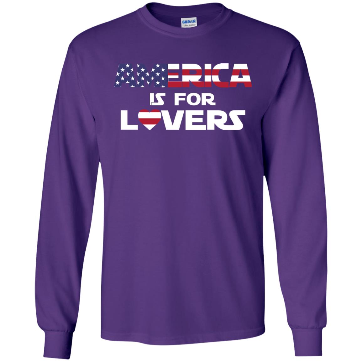 America Is For Lovers Flag Of United States Shirt Purple