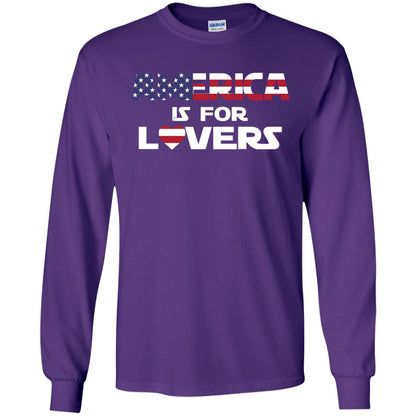 America Is For Lovers Flag Of United States Shirt Purple