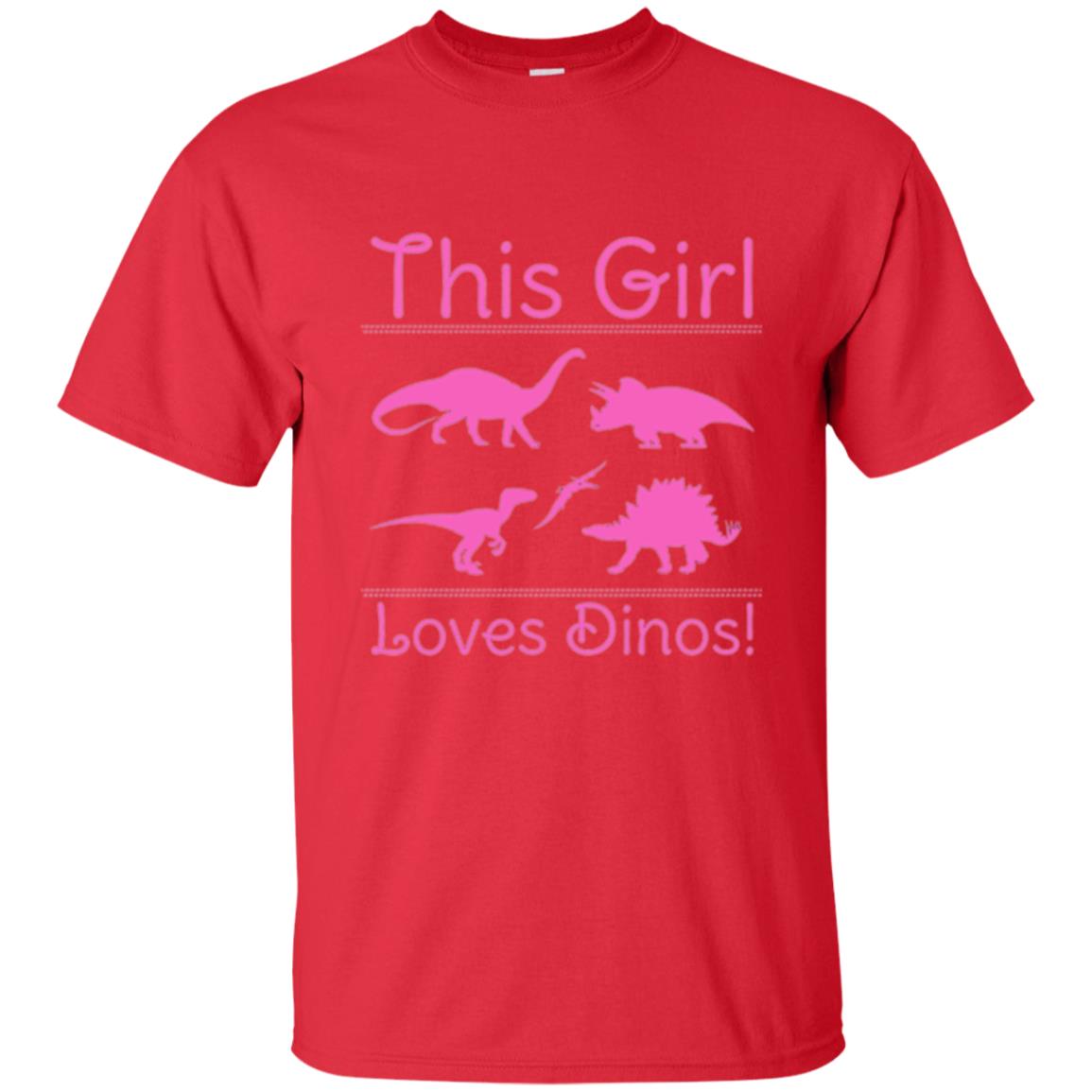 This Girl Loves Dinos Dinosaur T-shirt Red
