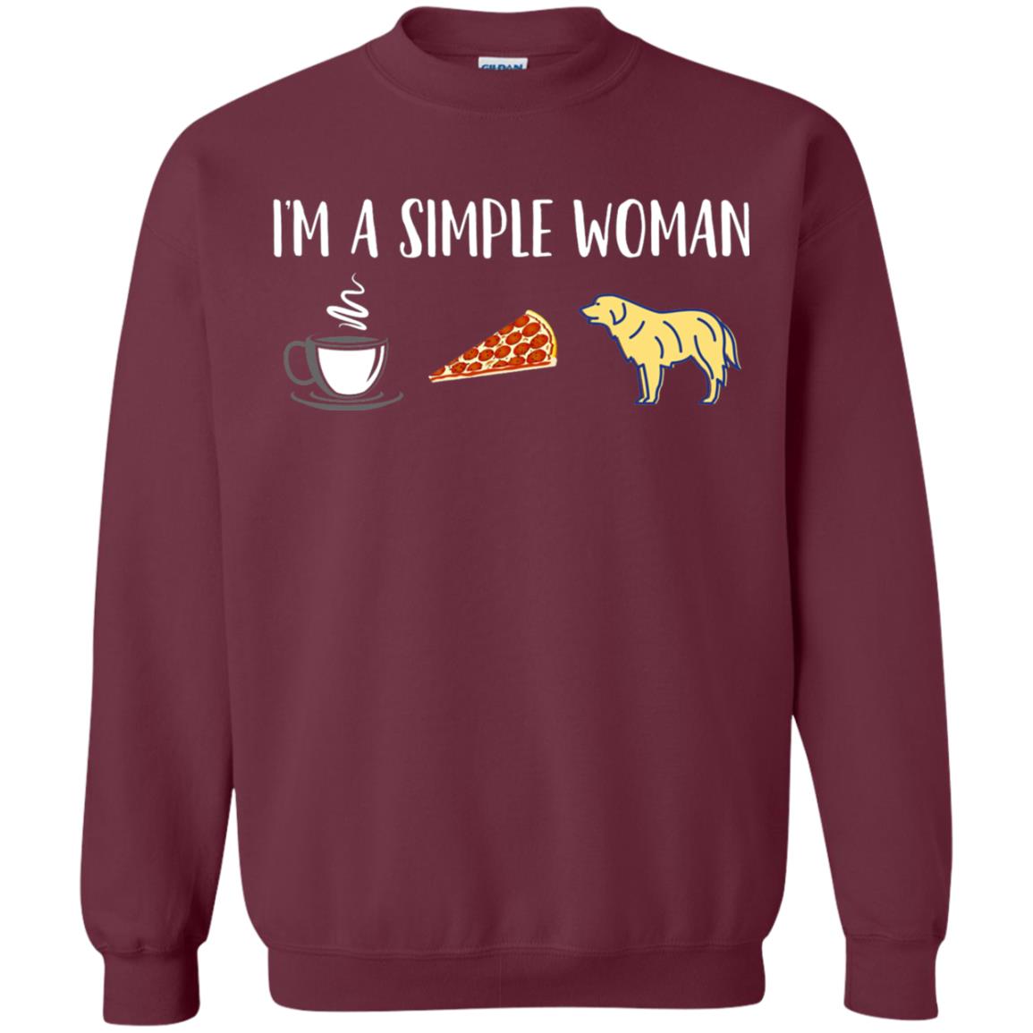Im A Simple Woman Coffee Pizza Golden Retriever Lover Shirt Maroon