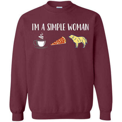 Im A Simple Woman Coffee Pizza Golden Retriever Lover Shirt Maroon