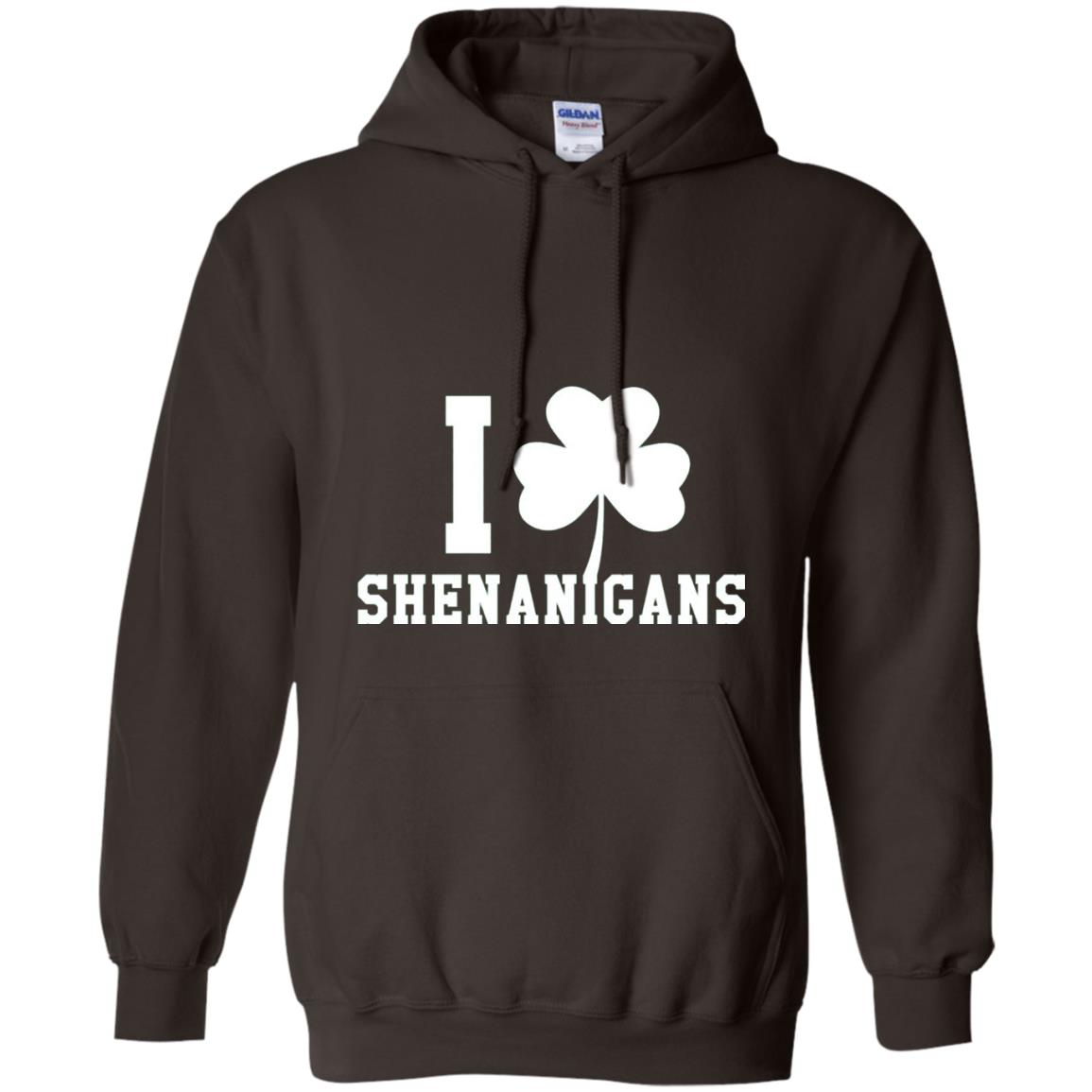 I Love Shenanigans Shamrock Saint Patrick_s Day T-shirt Dark Chocolate