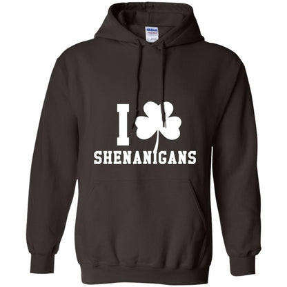I Love Shenanigans Shamrock Saint Patrick_s Day T-shirt Dark Chocolate