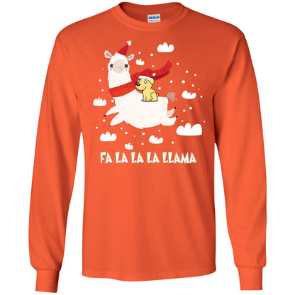 Fa La La La Llama With Labrador X-mas Gift Shirt Orange