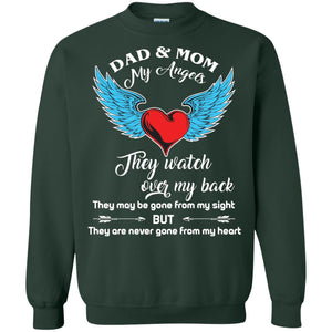 Dad And Mom My Angels They Watch Over My Back Family T-shirt