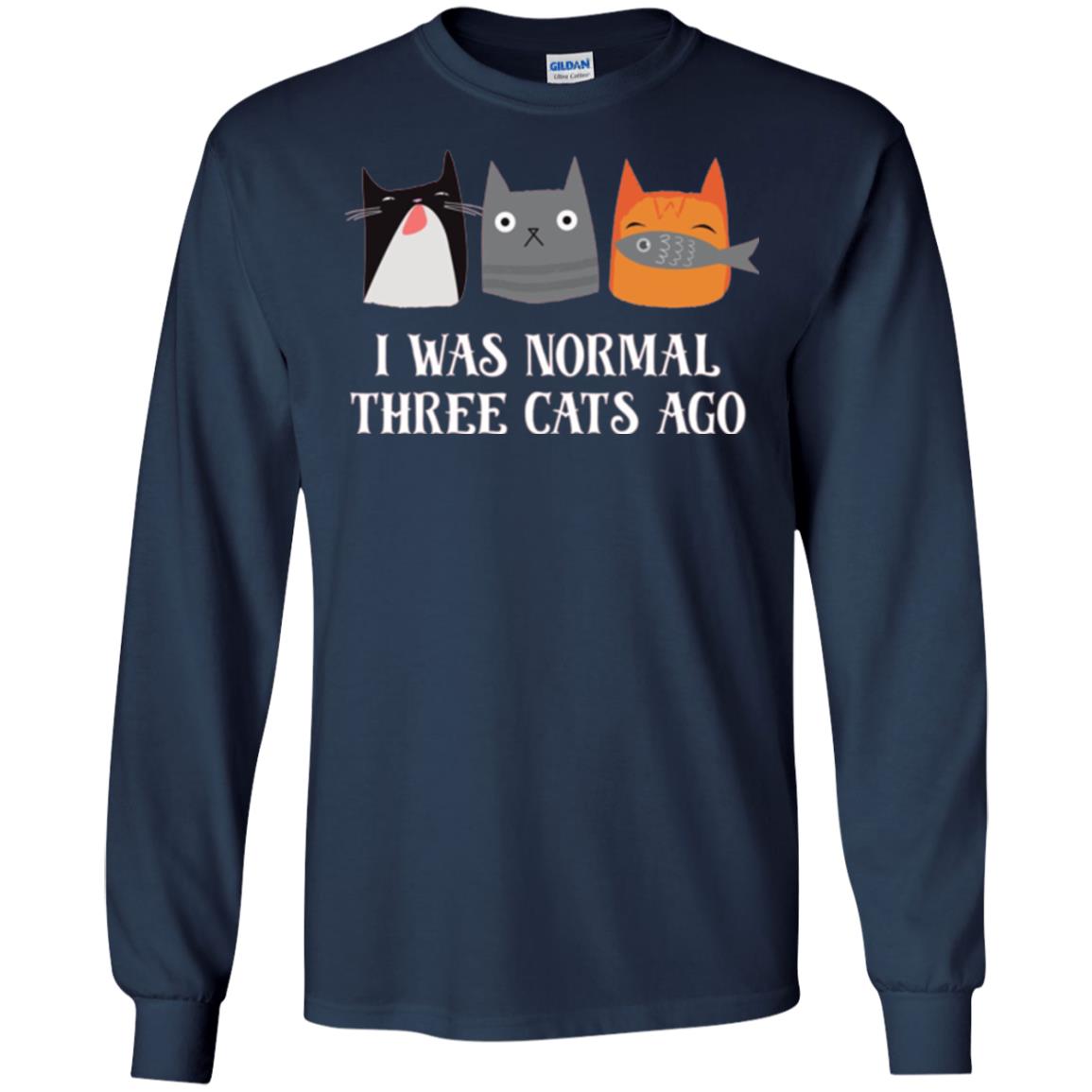 Cat Lovers T-shirt I Was Normal Three Cats Ago Funny Navy