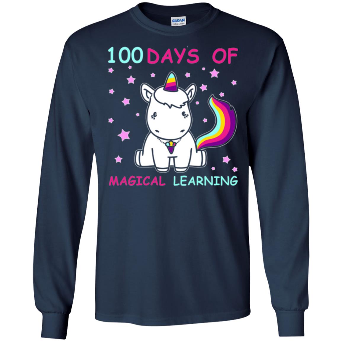 Unicorn Lover T-shirt 100 Days Of Mgical Learning Navy