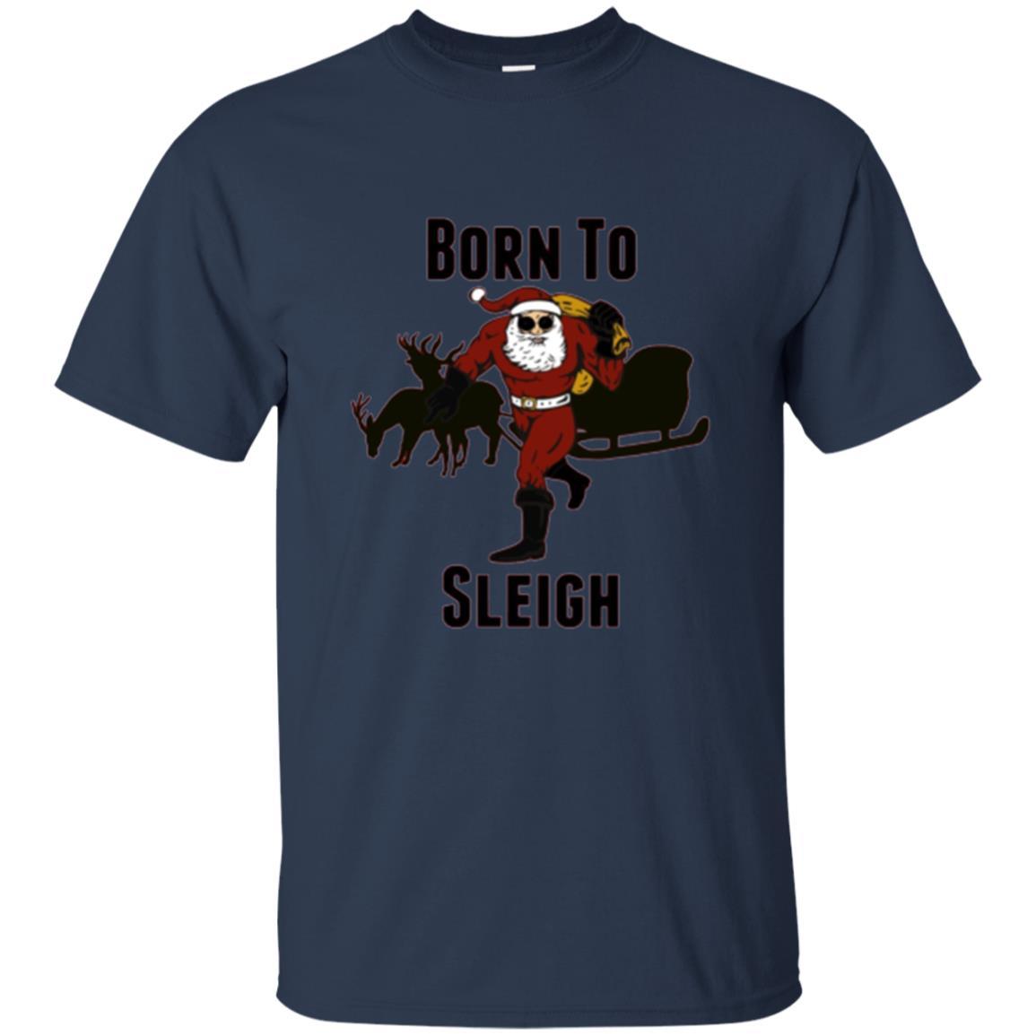 Christmas T-shirt Born To Sleigh T-shirt Navy