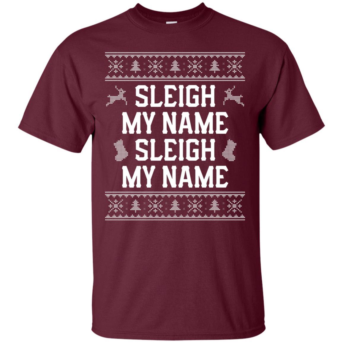 Christmas T-shirt Sleigh My Name Maroon