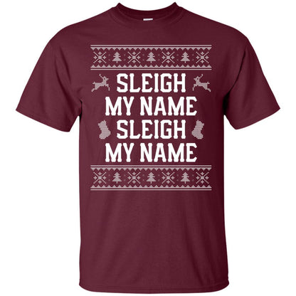 Christmas T-shirt Sleigh My Name Maroon