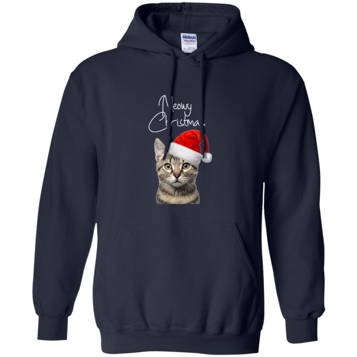 Cat Lovers T-shirt Merry Christmas Navy