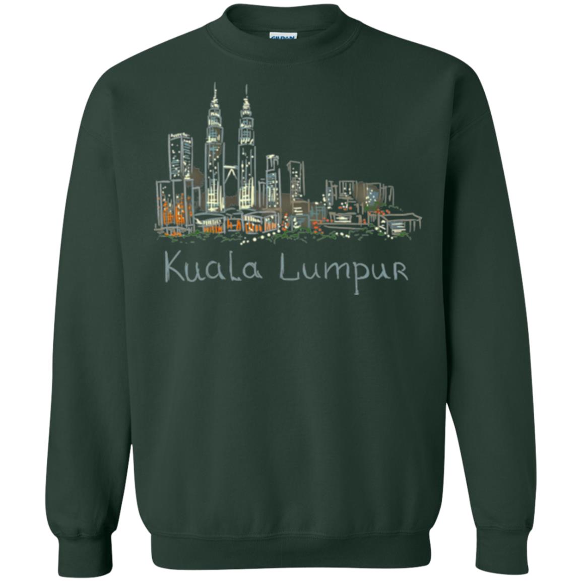 Kuala Lumpur Kl Panorama At Night T-shirt Forest Green