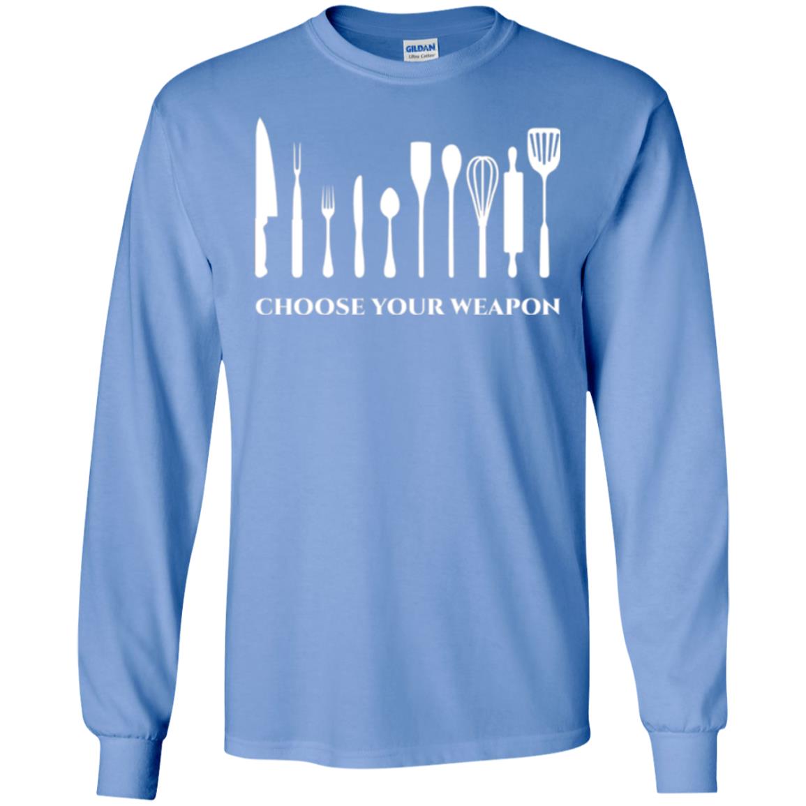 Chef Kitchen Cutlery T-shirt Choose Your Weapon Carolina Blue